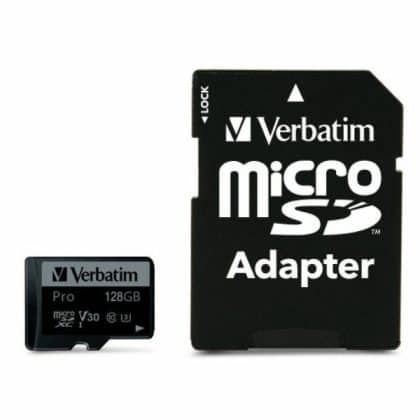 Verbatim Κάρτα microSD 128GB + αντάπτορας Pro U3 μαύρο