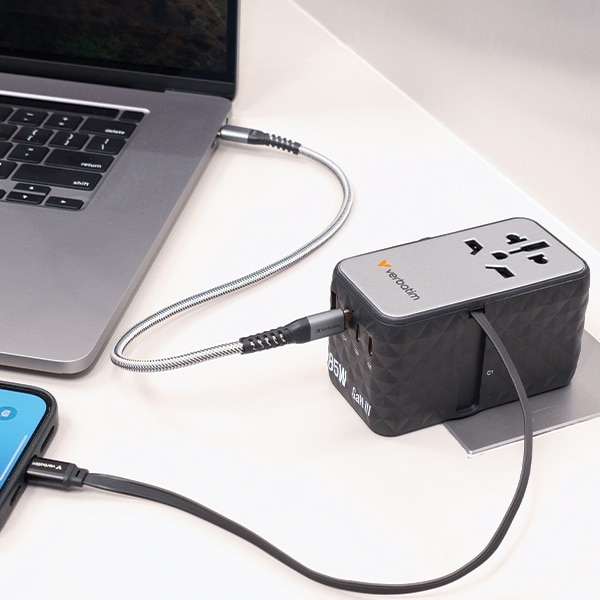 Verbatim αντάπτορας ταξιδιού EU/UK/US GaN USB-A/3xUSB-C PD 85W CNT-02 μαύρος - Image 3