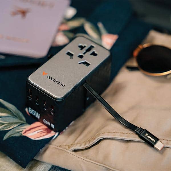 Verbatim αντάπτορας ταξιδιού EU/UK/US GaN USB-A/3xUSB-C PD 85W CNT-02 μαύρος - Image 5