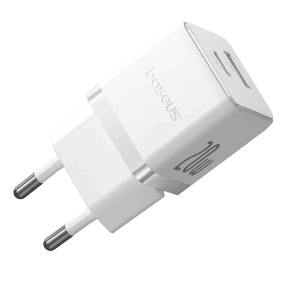 Baseus - Φορτιστής Τοίχου Palm (CCZC20UE) - 2σε1 Γρήγορος Φορτιστής, USB, Type-C, 20W, 5V/3A - Moon White - Image 4
