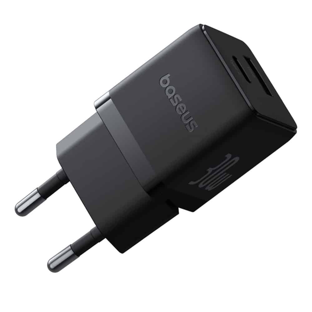 Baseus - Φορτιστής Τοίχου Palm (P1011160A113-00) - Γρήγορη Φόρτιση, 2σε1, USB, Type-C, 30W - Cluster Μαύρο - Image 2