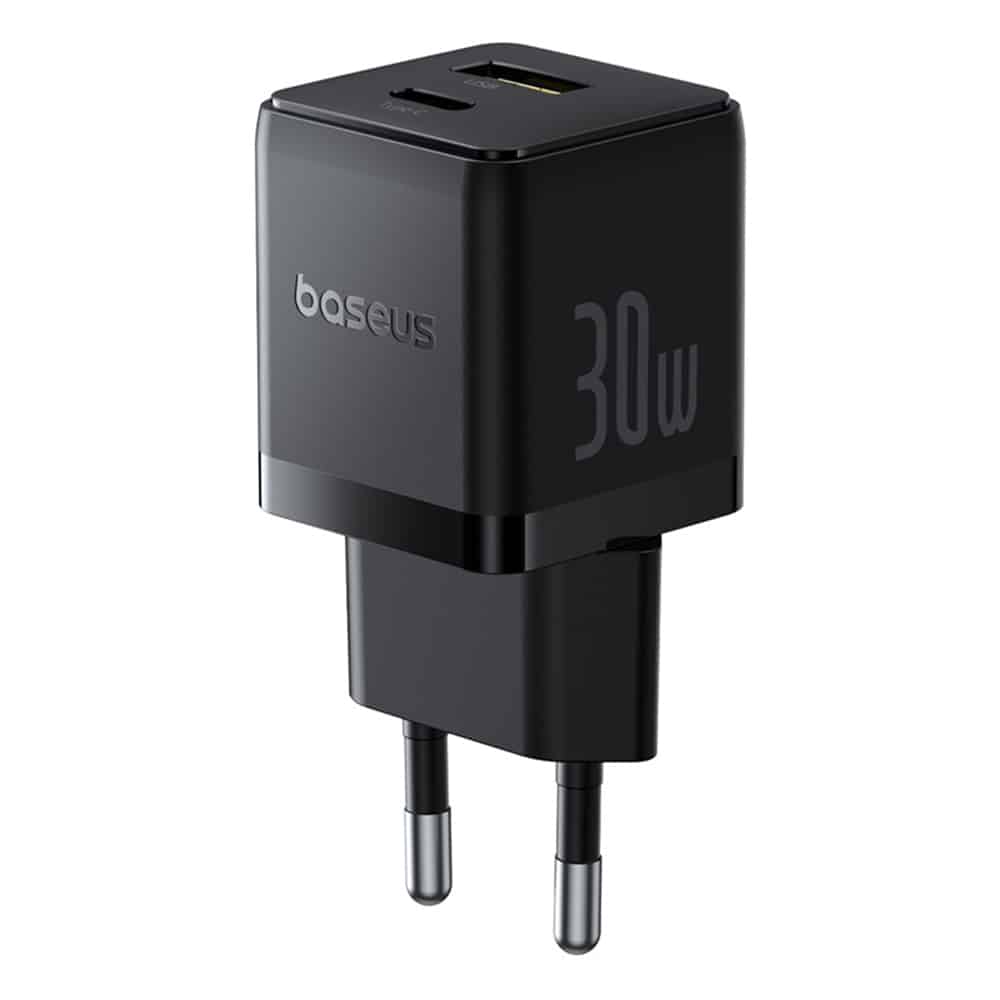 Baseus - Φορτιστής Τοίχου Palm (P1011160A113-00) - Γρήγορη Φόρτιση, 2σε1, USB, Type-C, 30W - Cluster Μαύρο - Image 4