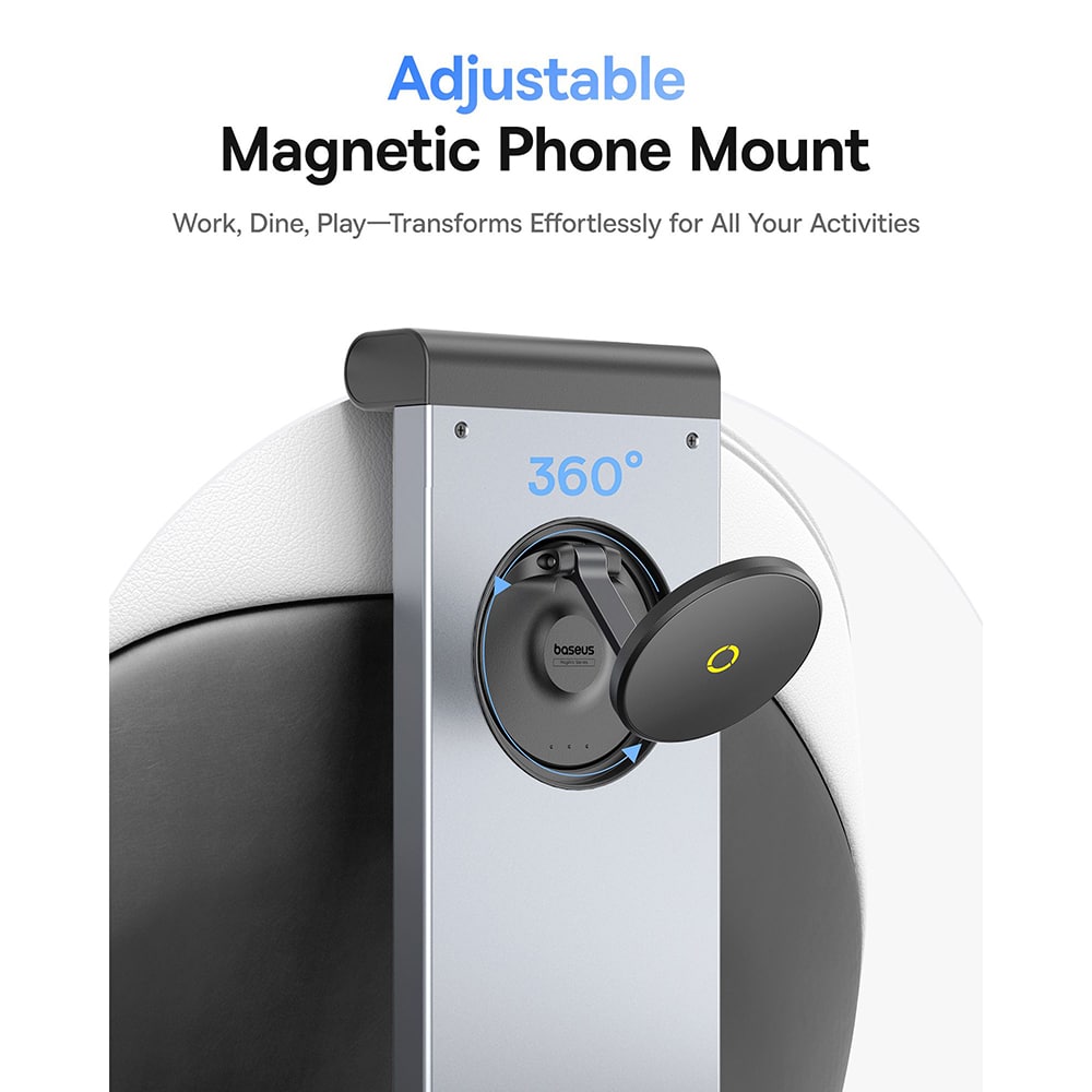 Baseus - Βάση Αυτοκινήτου MagPro II (C40272901121-00) - για Προσκέφαλα Καθισμάτων, Θήκη Ποτηριού, Βάση Κινητού 360°, Τραπέζι - Κοσμικό Μαύρο - Image 5