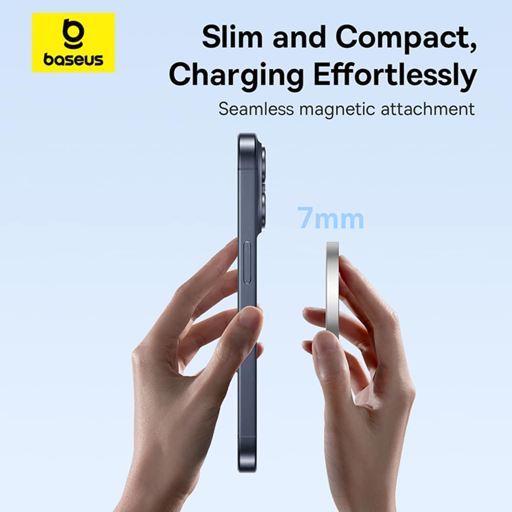 Baseus - Μαγνητικός Ασύρματος Φορτιστής Simple Mini4 Air (P10278200S11-00) - με Βάση, Γρήγορη Φόρτιση, USB-C, 15W - Ασημί Πάγου - Image 6