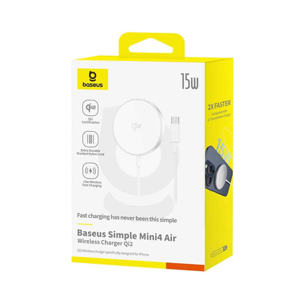 Baseus - Μαγνητικός Ασύρματος Φορτιστής Simple Mini4 Air (P10278200S11-00) - με Βάση, Γρήγορη Φόρτιση, USB-C, 15W - Ασημί Πάγου - Image 13