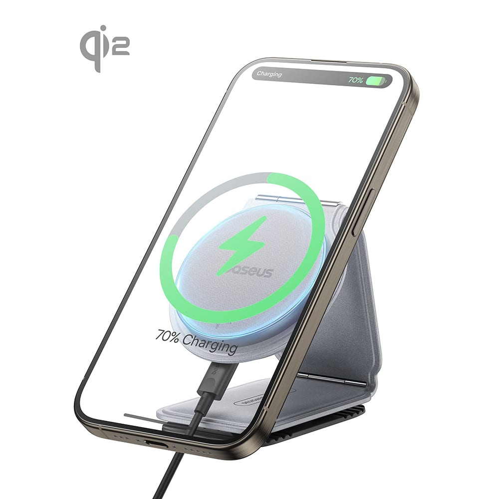 Baseus - Βάση Αυτοκινήτου με Ασύρματη Φόρτιση PrimeTrip C02 (C40169003831-00) - Μαγνητική Λαβή για Ταμπλό, 15W - Ματ Γκρι - Image 3