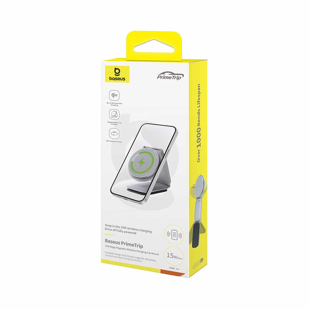Baseus - Βάση Αυτοκινήτου με Ασύρματη Φόρτιση PrimeTrip C02 (C40169003831-00) - Μαγνητική Λαβή για Ταμπλό, 15W - Ματ Γκρι - Image 10