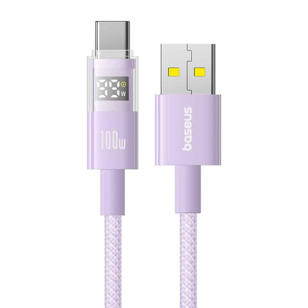 Baseus - Data Καλώδιο Display 2 (P10382701511-00) - Γρήγορη Φόρτιση, USB σε Type-C, Ψηφιακή Οθόνη, 100W, 1m - Nebula Purple - Image 2