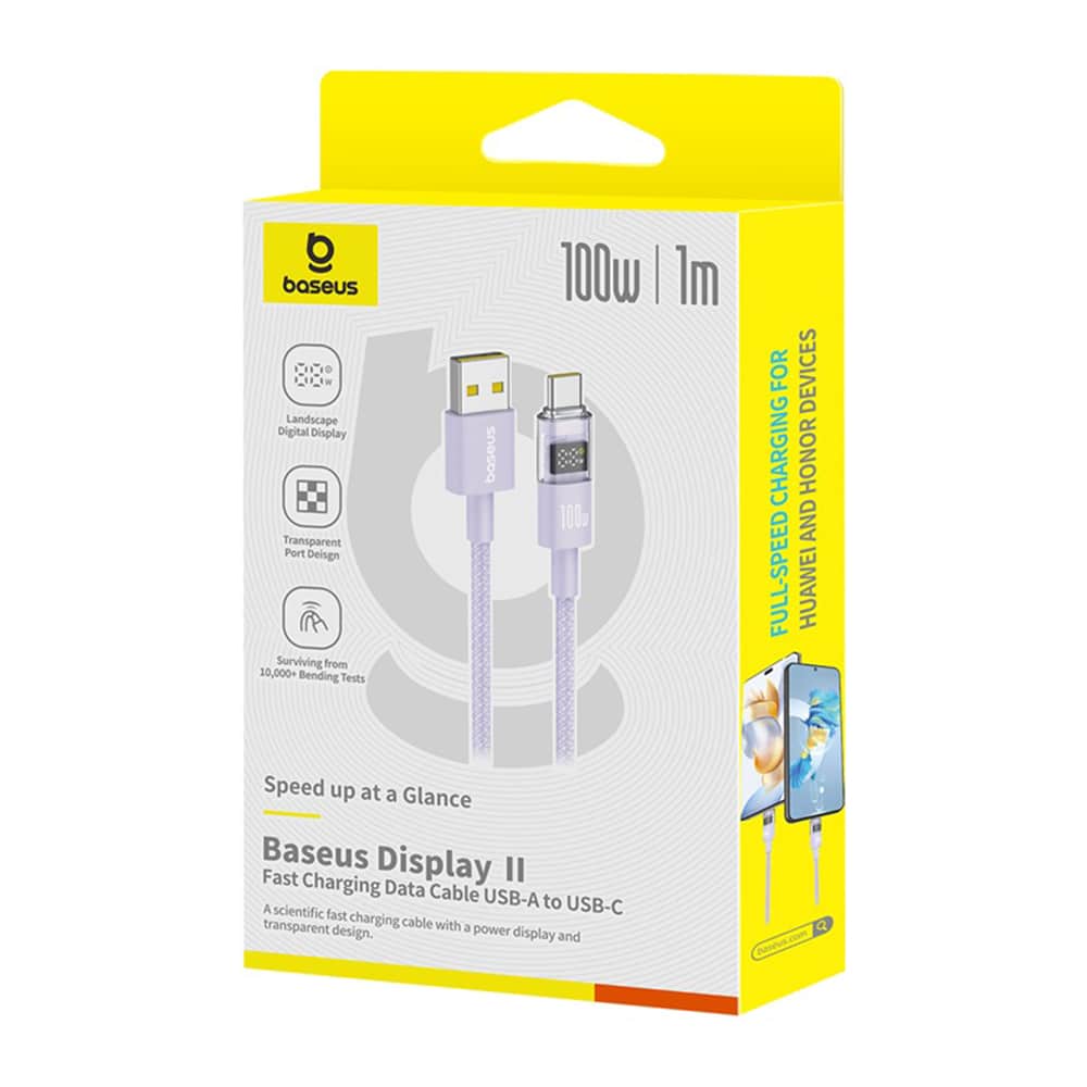 Baseus - Data Καλώδιο Display 2 (P10382701511-00) - Γρήγορη Φόρτιση, USB σε Type-C, Ψηφιακή Οθόνη, 100W, 1m - Nebula Purple - Image 12
