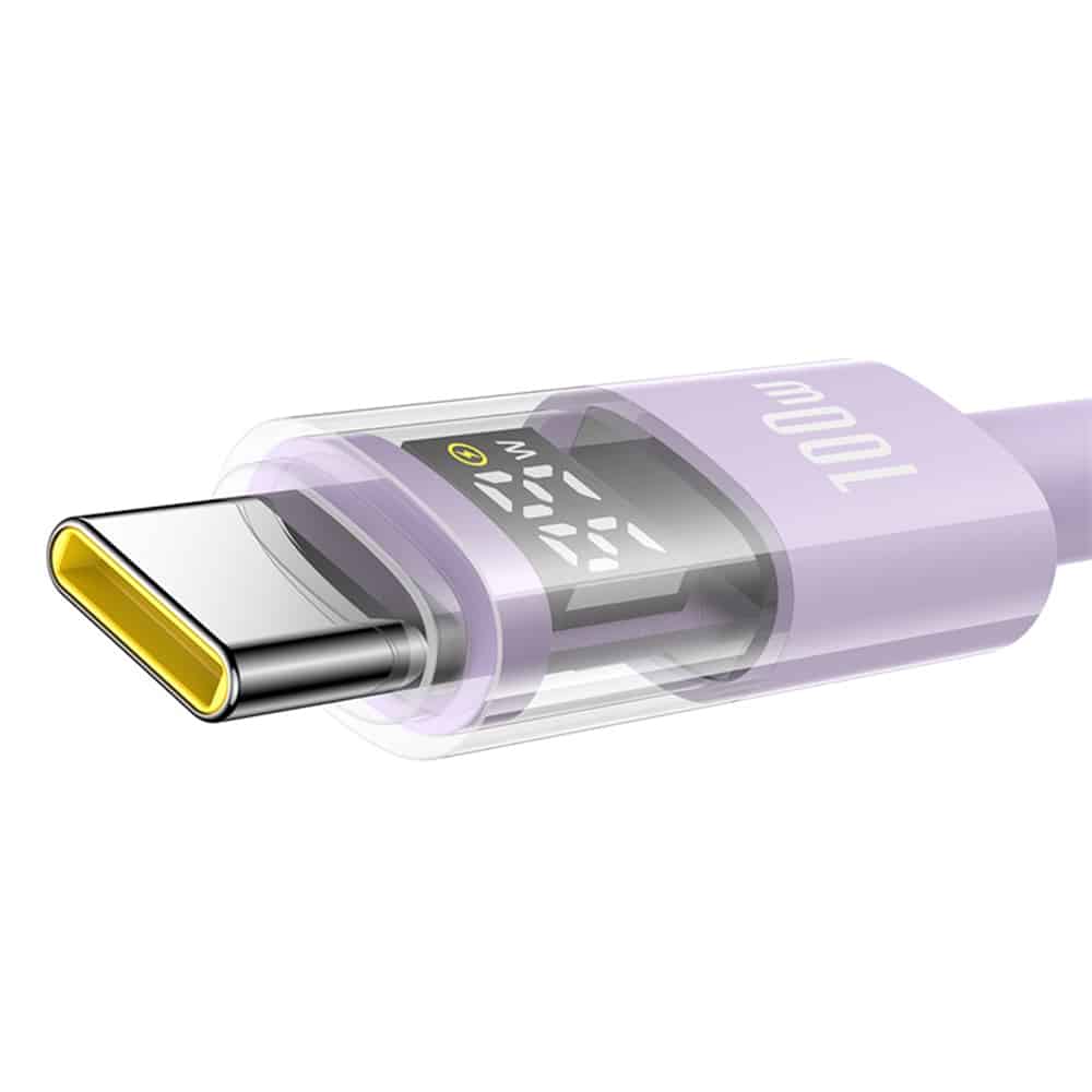 Baseus - Data Καλώδιο Display 2 (P10382701511-00) - Γρήγορη Φόρτιση, USB σε Type-C, Ψηφιακή Οθόνη, 100W, 1m - Nebula Purple - Image 3
