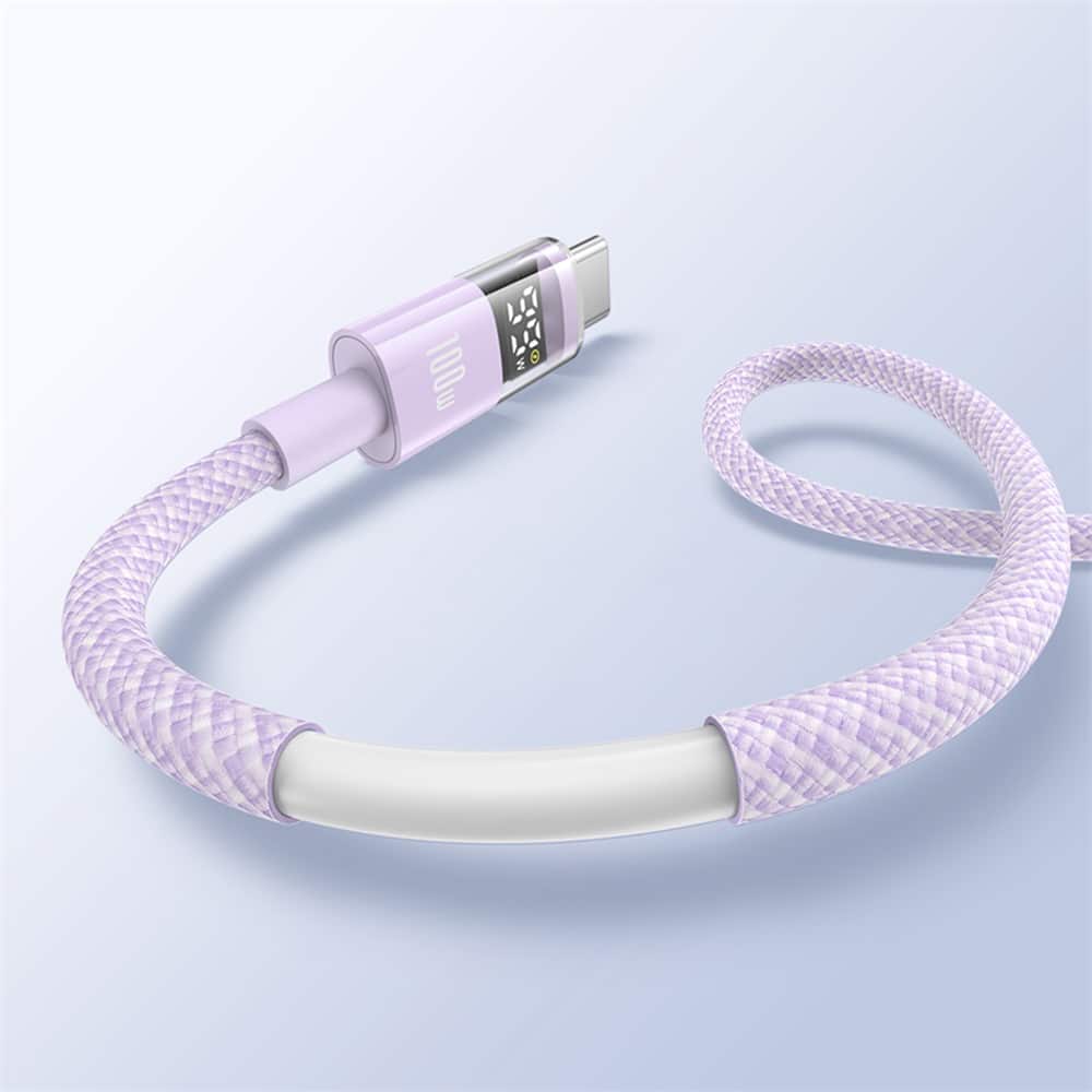 Baseus - Data Καλώδιο Display 2 (P10382701511-00) - Γρήγορη Φόρτιση, USB σε Type-C, Ψηφιακή Οθόνη, 100W, 1m - Nebula Purple - Image 6