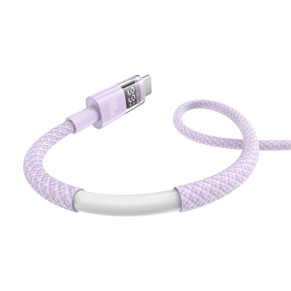 Baseus - Data Καλώδιο Display 2 (P10382701511-01) - Γρήγορη Φόρτιση, USB σε Type-C, Ψηφιακή Οθόνη, 100W, 2m - Nebula Purple - Image 4