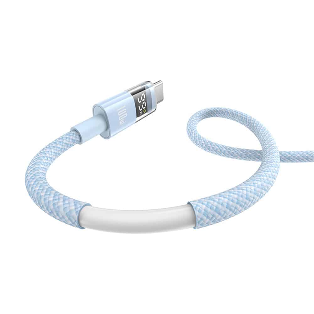 Baseus - Data Καλώδιο Display 2 (P10382701311-00) - Γρήγορη Φόρτιση, USB σε Type-C, Ψηφιακή Οθόνη, 100W, 1m - Galaxy Blue - Image 4