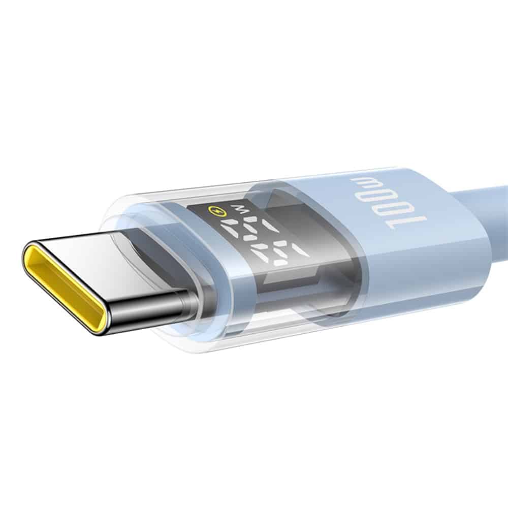 Baseus - Data Καλώδιο Display 2 (P10382701311-00) - Γρήγορη Φόρτιση, USB σε Type-C, Ψηφιακή Οθόνη, 100W, 1m - Galaxy Blue - Image 3