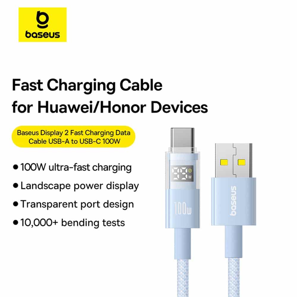 Baseus - Data Καλώδιο Display 2 (P10382701311-00) - Γρήγορη Φόρτιση, USB σε Type-C, Ψηφιακή Οθόνη, 100W, 1m - Galaxy Blue - Image 10