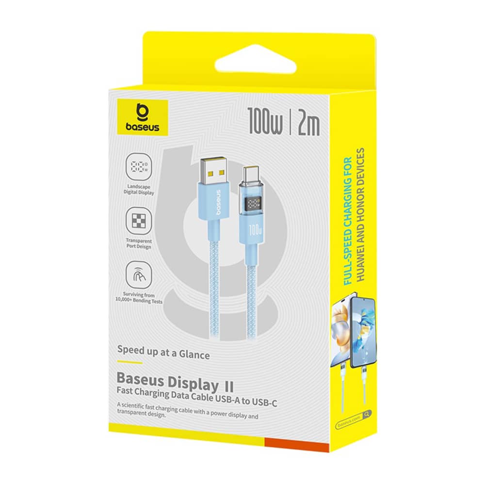 Baseus - Data Καλώδιο Display 2 (P10382701311-01) - Γρήγορη Φόρτιση, USB σε Type-C, Ψηφιακή Οθόνη, 100W, 2m - Galaxy Blue - Image 7