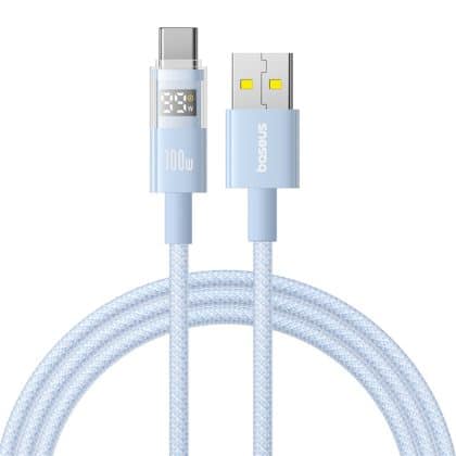 Baseus - Data Καλώδιο Display 2 (P10382701311-01) - Γρήγορη Φόρτιση, USB σε Type-C, Ψηφιακή Οθόνη, 100W, 2m - Galaxy Blue