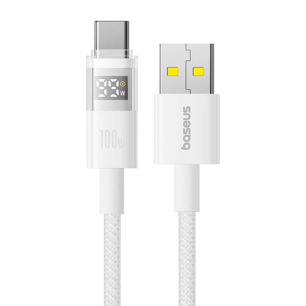 Baseus - Data Καλώδιο Display 2 (P10382701211-01) - Γρήγορη Φόρτιση, USB σε Type-C, Ψηφιακή Οθόνη, 100W, 2m - Moon White - Image 2