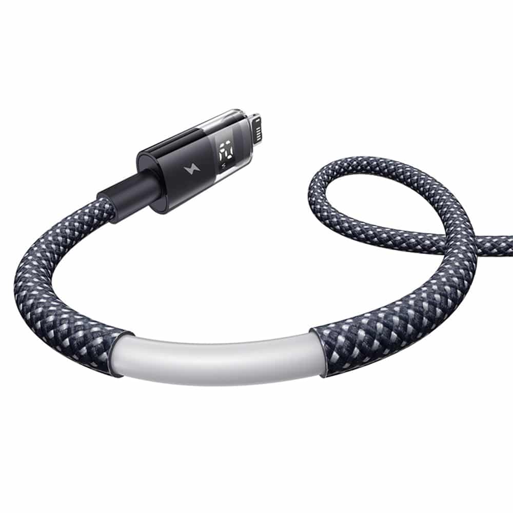Baseus - Data Καλώδιο Display 2 (P10382700121-00) - USB to Lightning, Γρήγορη Φόρτιση, Ψηφιακή Οθόνη, 2.4A, 1m - Cosmic Black - Image 3