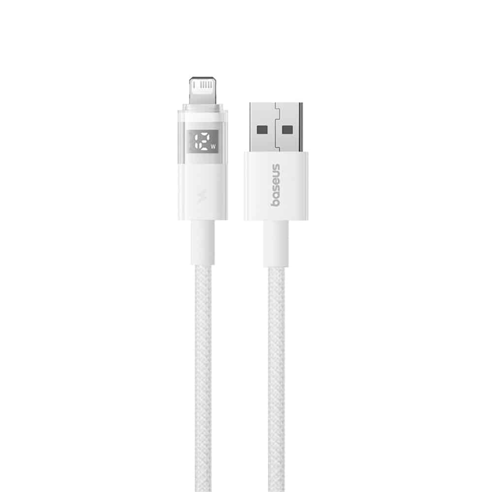 Baseus - Data Καλώδιο Display 2 (P10382700211-00) - USB to Lightning, Γρήγορη Φόρτιση, Ψηφιακή Οθόνη, 2.4A, 1m - Moon White - Image 2