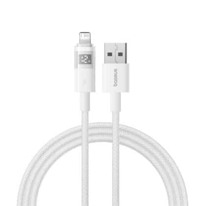 Baseus - Data Καλώδιο Display 2 (P10382700211-01) - USB to Lightning, Γρήγορη Φόρτιση, Ψηφιακή Οθόνη, 2.4A, 2m - Moon White