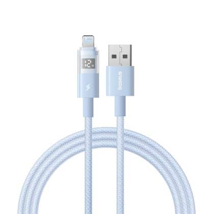 Baseus - Data Καλώδιο Display 2 (P10382700311-00) - USB to Lightning, Γρήγορη Φόρτιση, Ψηφιακή Οθόνη, 2.4A, 1m - Galaxy Blue