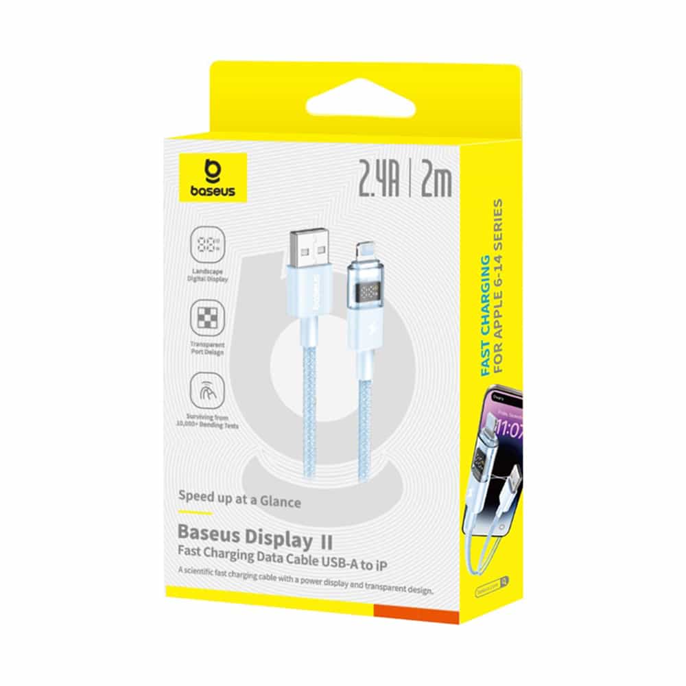 Baseus - Data Καλώδιο Display 2 (P10382700311-01) - USB to Lightning, Γρήγορη Φόρτιση, Ψηφιακή Οθόνη, 2.4A, 2m - Galaxy Blue - Image 7