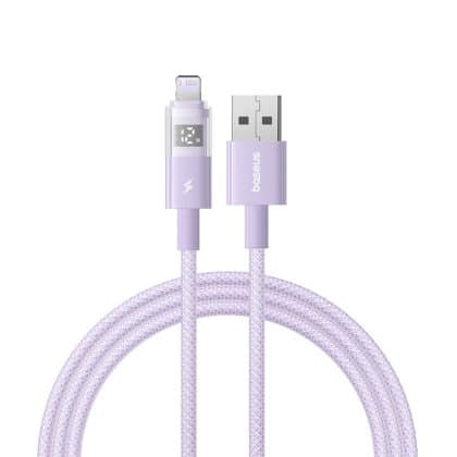 Baseus - Data Καλώδιο Display 2 (P10382700511-01) - USB to Lightning, Γρήγορη Φόρτιση, Ψηφιακή Οθόνη, 2.4A, 2m - Nebula Purple