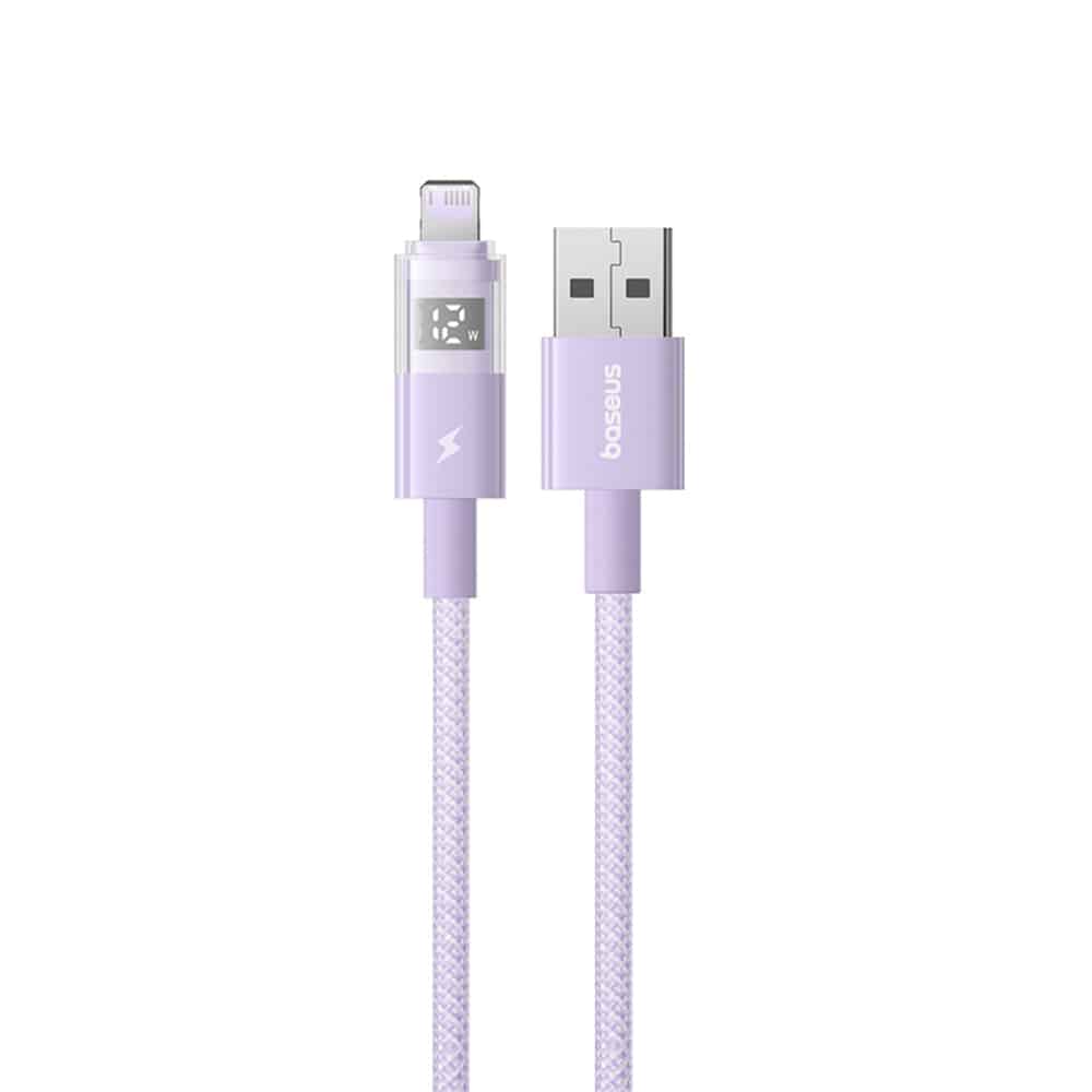 Baseus - Data Καλώδιο Display 2 (P10382700511-01) - USB to Lightning, Γρήγορη Φόρτιση, Ψηφιακή Οθόνη, 2.4A, 2m - Nebula Purple - Image 2