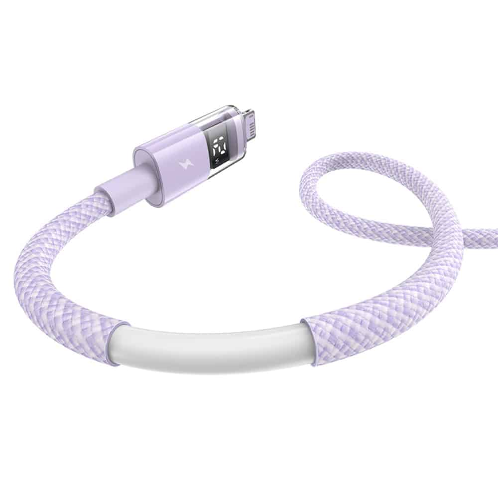 Baseus - Data Καλώδιο Display 2 (P10382700511-01) - USB to Lightning, Γρήγορη Φόρτιση, Ψηφιακή Οθόνη, 2.4A, 2m - Nebula Purple - Image 3