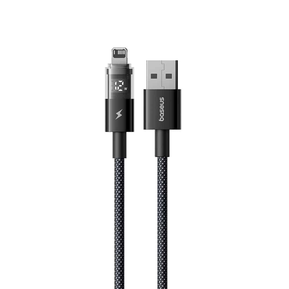 Baseus - Data Καλώδιο Display 2 (P10382700121-01) - USB to Lightning, Γρήγορη Φόρτιση, Ψηφιακή Οθόνη, 2.4A, 2m - Κοσμικό Μαύρο - Image 2