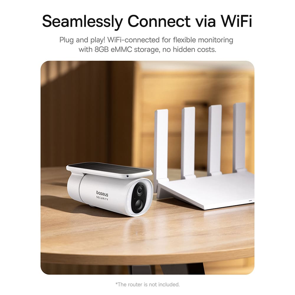 Baseus - Outdoor Camera Security S1 (S0SW002130) - με Ηλιακό Πάνελ, 2K, 8GB, Διπλής Κατεύθυνσης Ήχος, Νυχτερινή Όραση, 10.400mAh - Λευκό - Image 4