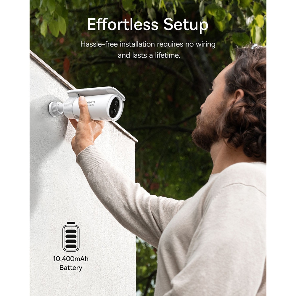 Baseus - Outdoor Camera Security S1 (S0SW002130) - με Ηλιακό Πάνελ, 2K, 8GB, Διπλής Κατεύθυνσης Ήχος, Νυχτερινή Όραση, 10.400mAh - Λευκό - Image 6