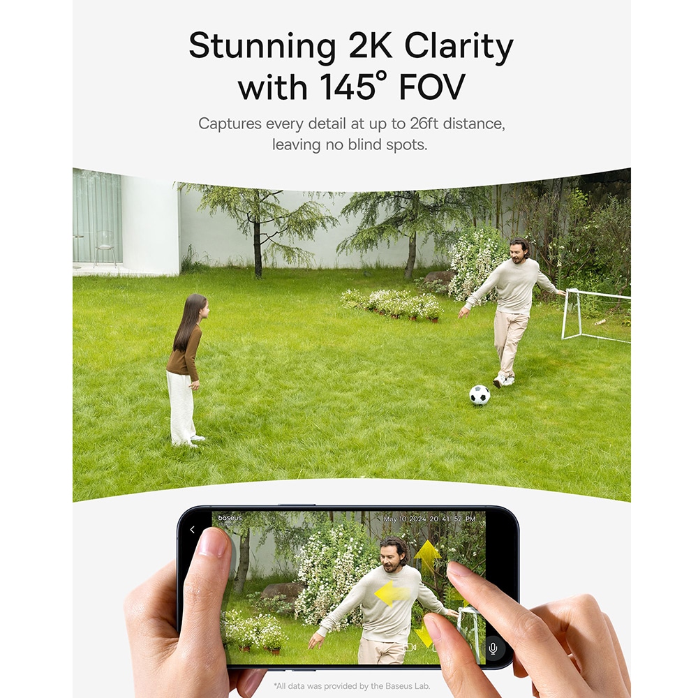 Baseus - Outdoor Camera Security S1 (S0SW002130) - με Ηλιακό Πάνελ, 2K, 8GB, Διπλής Κατεύθυνσης Ήχος, Νυχτερινή Όραση, 10.400mAh - Λευκό - Image 7