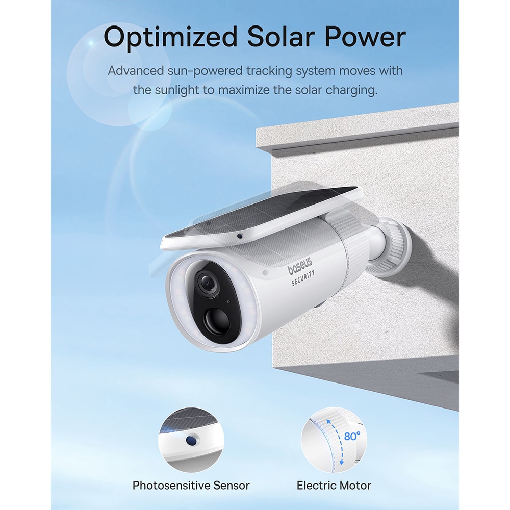 Baseus - Outdoor Camera Security S1 (S0SW002130) - με Ηλιακό Πάνελ, 2K, 8GB, Διπλής Κατεύθυνσης Ήχος, Νυχτερινή Όραση, 10.400mAh - Λευκό - Image 8