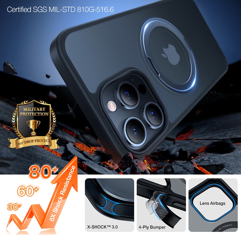 Torras Ostand Pro Series - θήκη για Apple iPhone 15 Pro Max - Μαύρο - Image 6