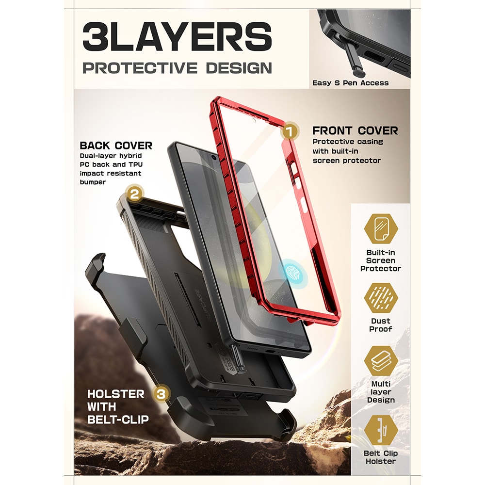 Supcase Unicorn Beetle Pro - Samsung Galaxy S25 Ultra - Κόκκινο - Image 6
