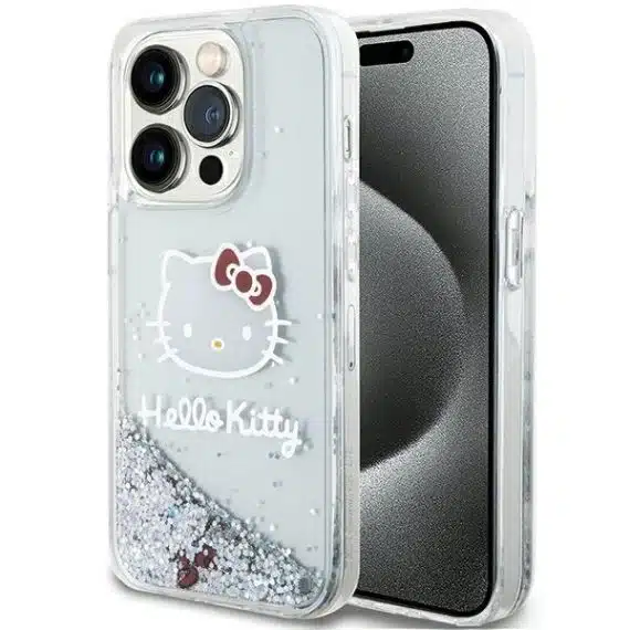 Hello Kitty - Liquid Glitter Charms Kitty Head - Apple iPhone 13 Pro - Ασημί