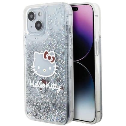 Hello Kitty Liquid Glitter Charms Kitty Head - θήκη για Apple iPhone 14 - Ασημί