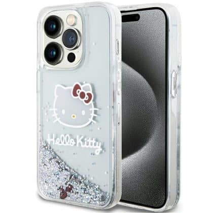 Hello Kitty Liquid Glitter Charms Kitty Head - θήκη για Apple iPhone 14 Pro Max - Ασημί