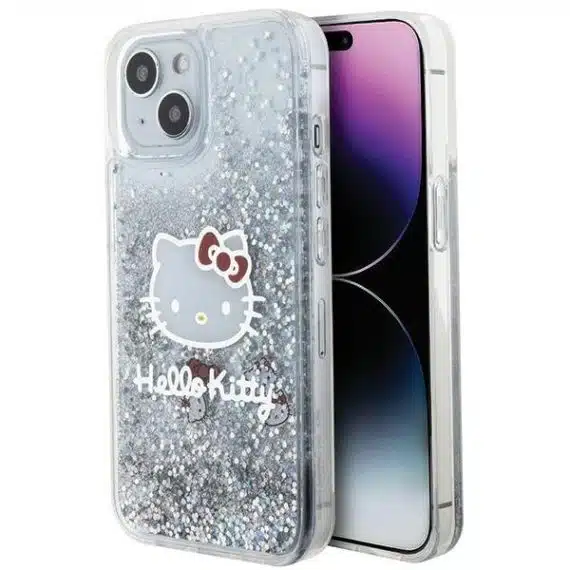 Hello Kitty - Liquid Glitter Charms Kitty Head - Apple iPhone 15 - Ασημί