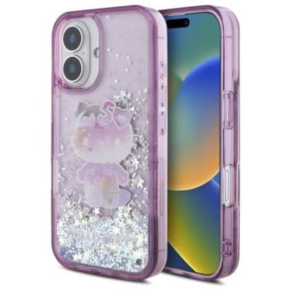 Hello Kitty Liquid Glitter 50TH Anniversary Party - θήκη για Apple iPhone 16 - Μωβ