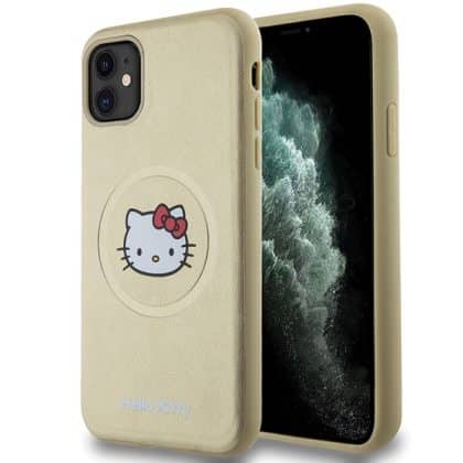 Hello Kitty Leather Kitty Head MagSafe - θήκη για Apple iPhone 11 - Χρυσό