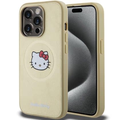 Hello Kitty Leather Kitty Head MagSafe - θήκη για Apple iPhone 14 Pro - Χρυσό