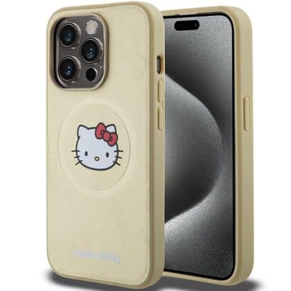 Hello Kitty Leather Kitty Head MagSafe - θήκη για Apple iPhone 14 Pro Max - Χρυσό