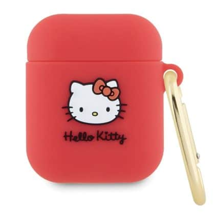 Hello Kitty - Σιλικόνη 3D Κεφαλή Kitty (HKA23DKHSF) - για Apple AirPods 1 / AirPods 2 - Κόκκινο