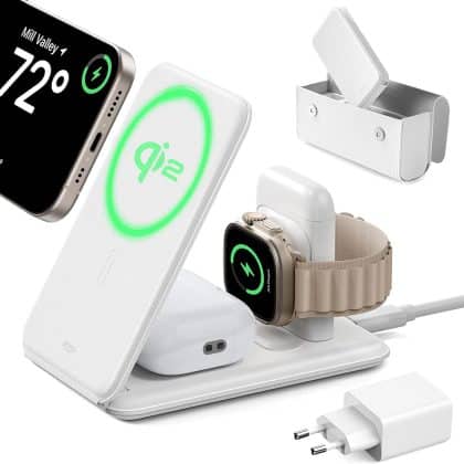 ESR - Premium Travel Wireless Charging Set (2C569) - με Αξεσουάρ Τσάντας, για iPhone, MFi Apple Watch, AirPods, Qi2 - Λευκό