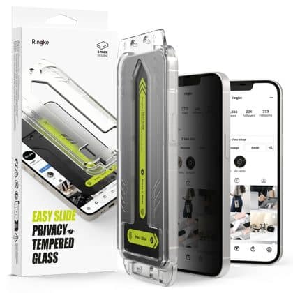 Ringke - Easy Slide Privacy Tempered Glass (2 pack) - iPhone 16e - Μαύρο