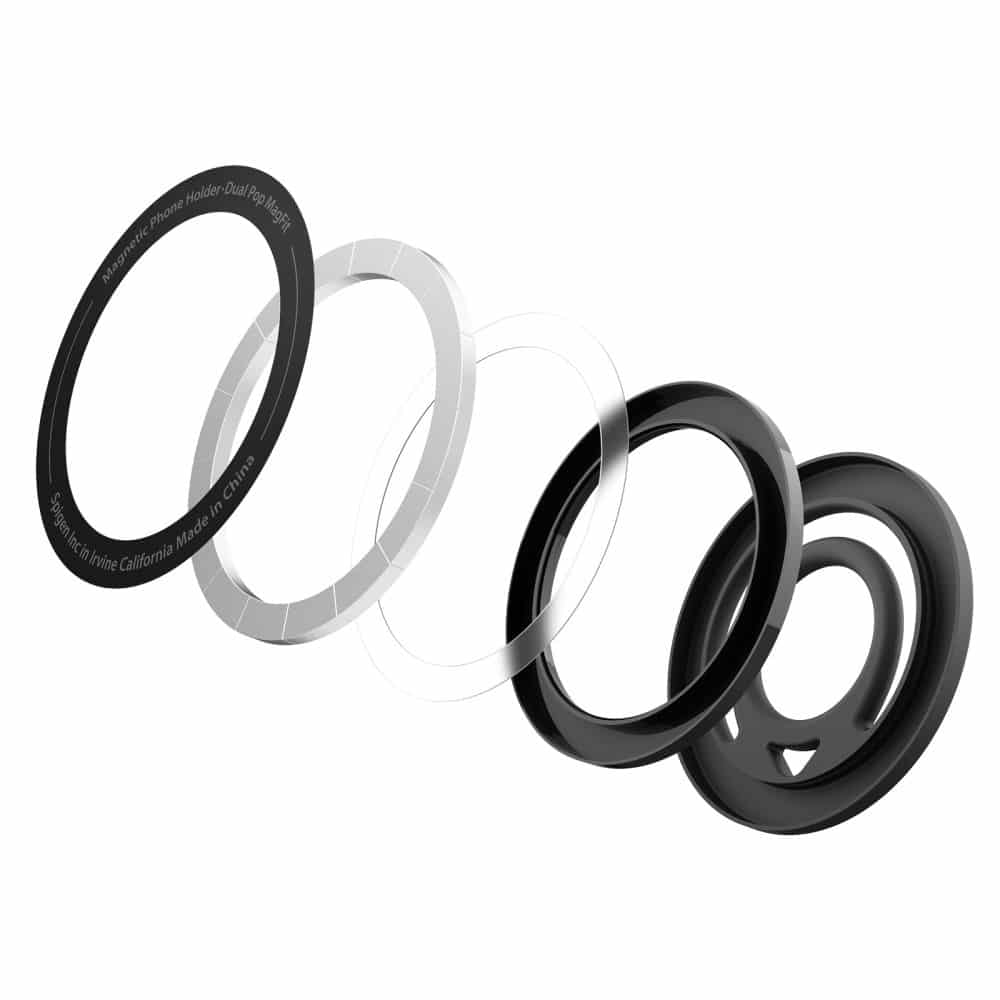 Spigen - Phone Ring Dual Pop MagSafe - with Flexible Finger Loop Grip, Dual Magnetic, Silicone - Black - Image 7