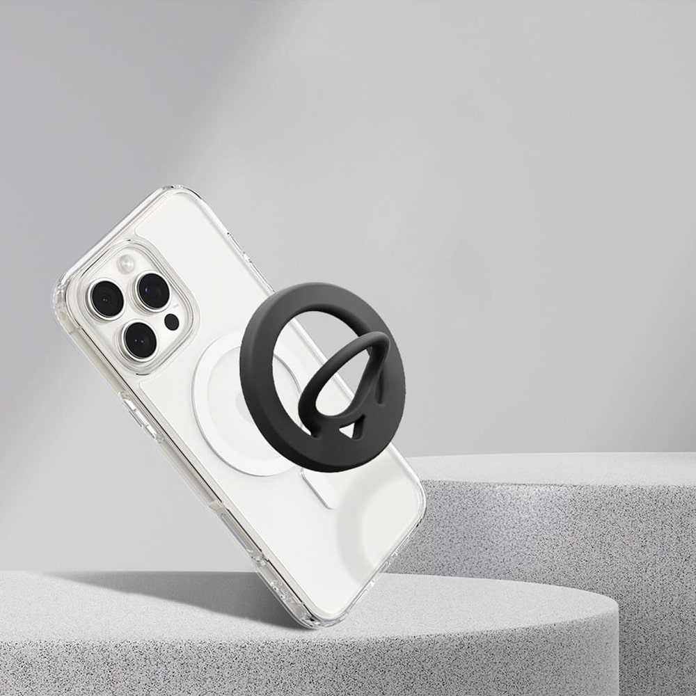 Spigen - Phone Ring Dual Pop MagSafe - with Flexible Finger Loop Grip, Dual Magnetic, Silicone - Black - Image 12